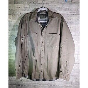 Vintage LL Bean Jacket Mens M Flannel Lined Hurricane Outdoor OMS94 Khaki